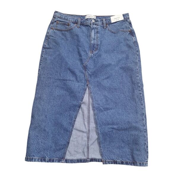 Abercrombie & Fitch Women's Denim Skirt Blue High Rise Boho 32/14 - Picture 2 of 10